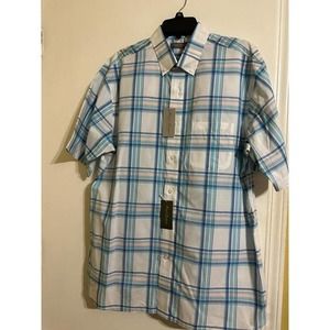 Daniel Cremieux Signature collection Men Plaided Blue Cotton shirt SZ L